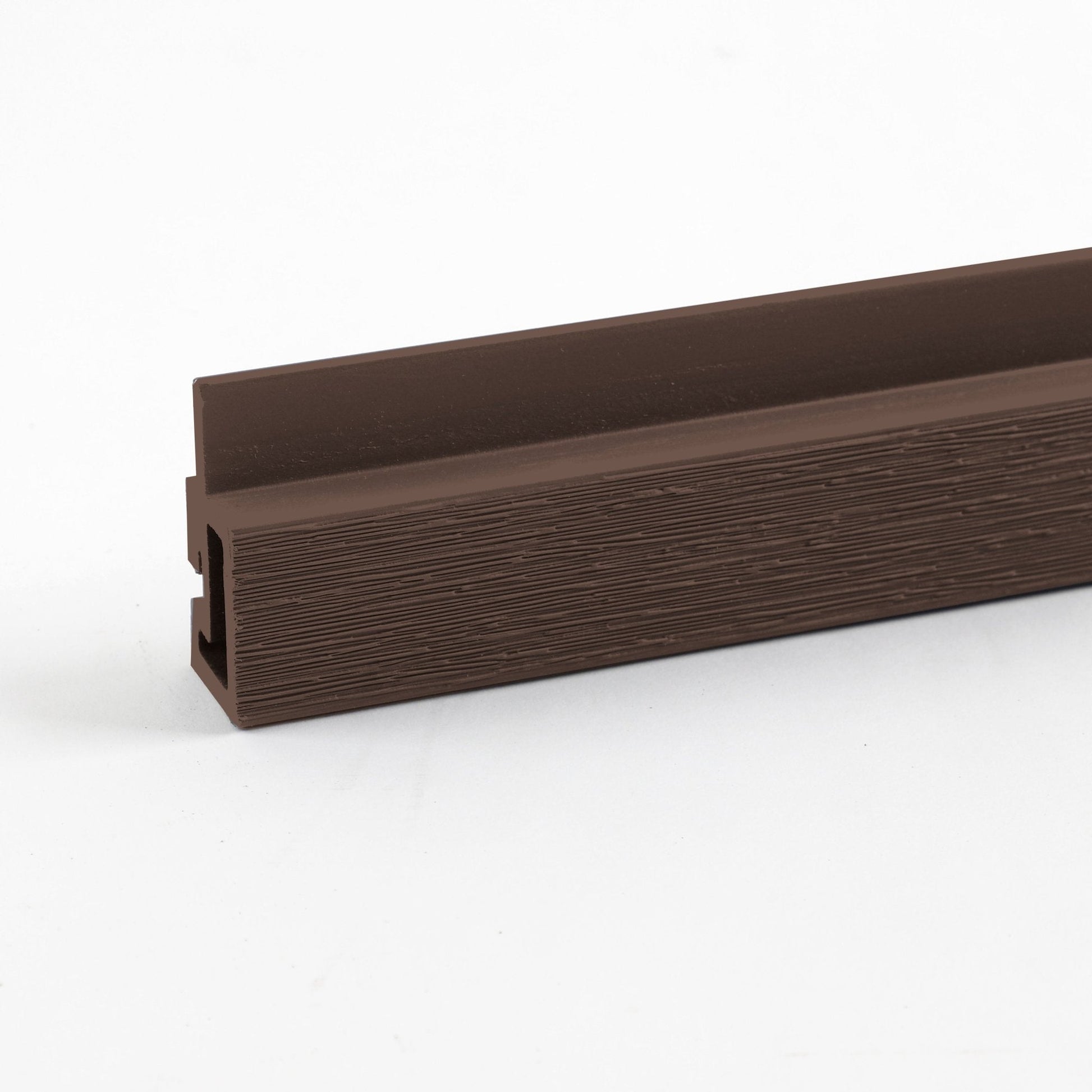 Brown composite L trim for exterior siding edge and corner finishing