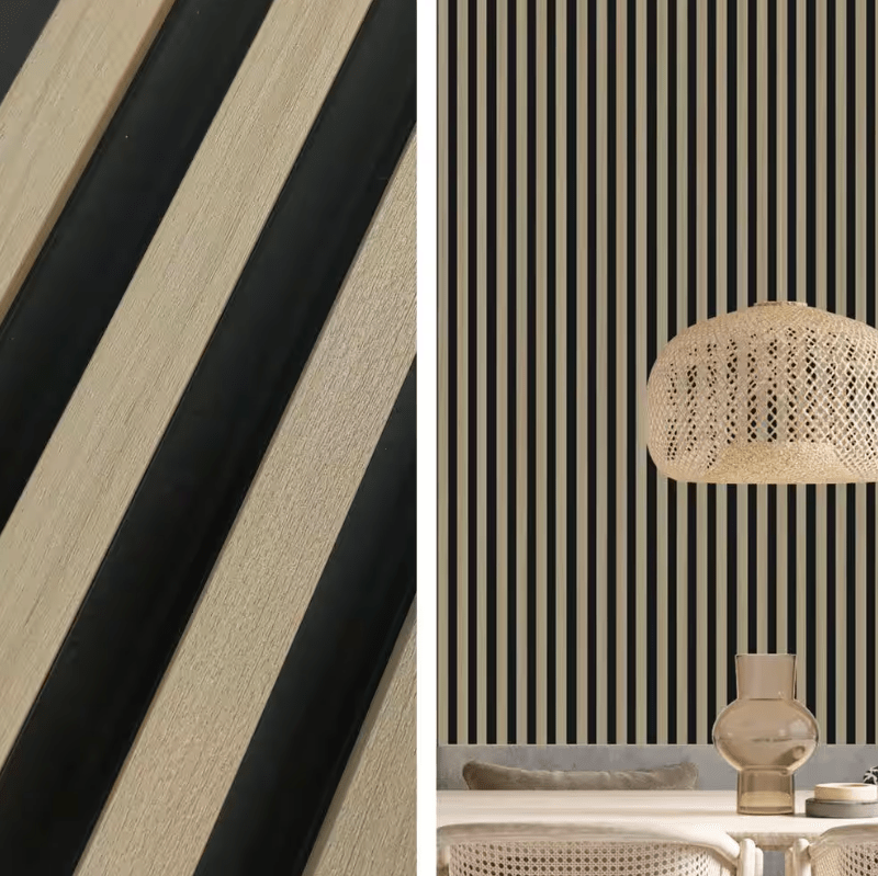 Light brown wood grain fluted wall panels for contemporary spaces