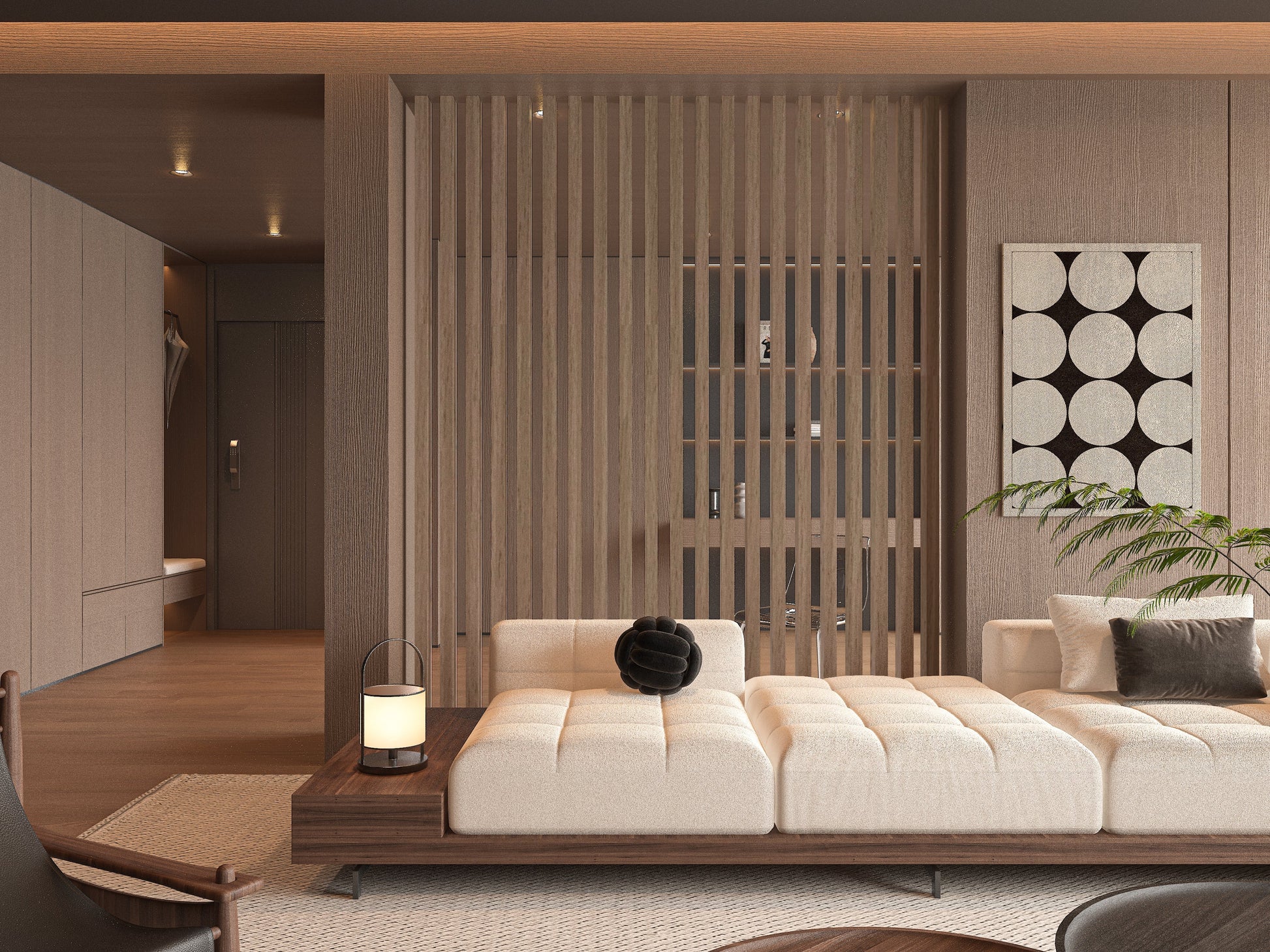 Modern bamboo slat wall panel indoor modern residential Area