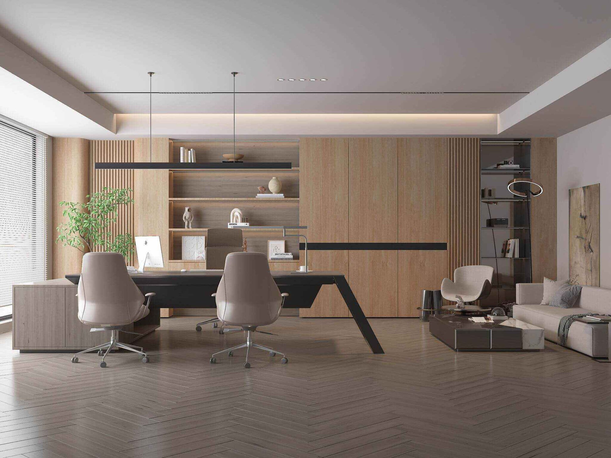 modern elmwood bamboo charcoal veneer wall panel for office interior
