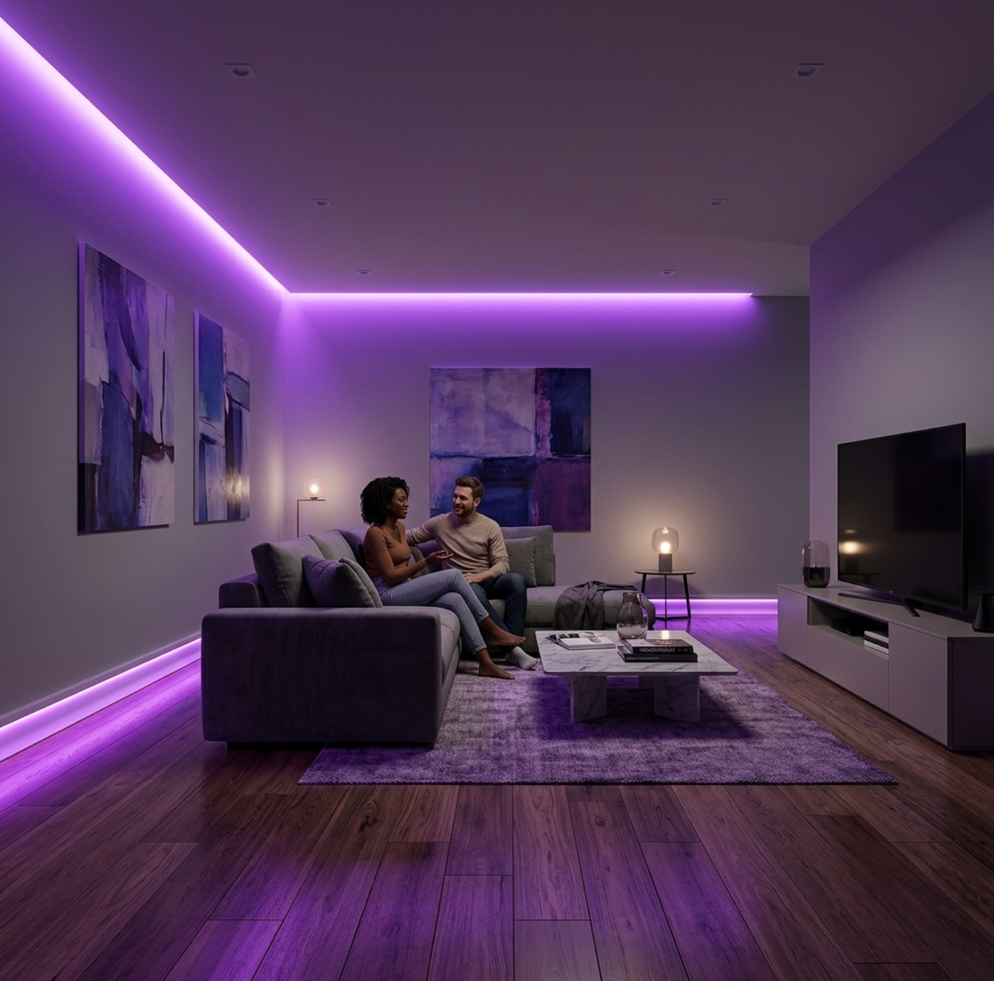 Modern LED Baseboards molding with led and transformer and remote 
