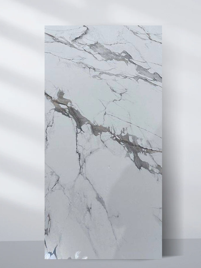 Light gray marble texture PVC wall panel with soft natural veining for modern interiors