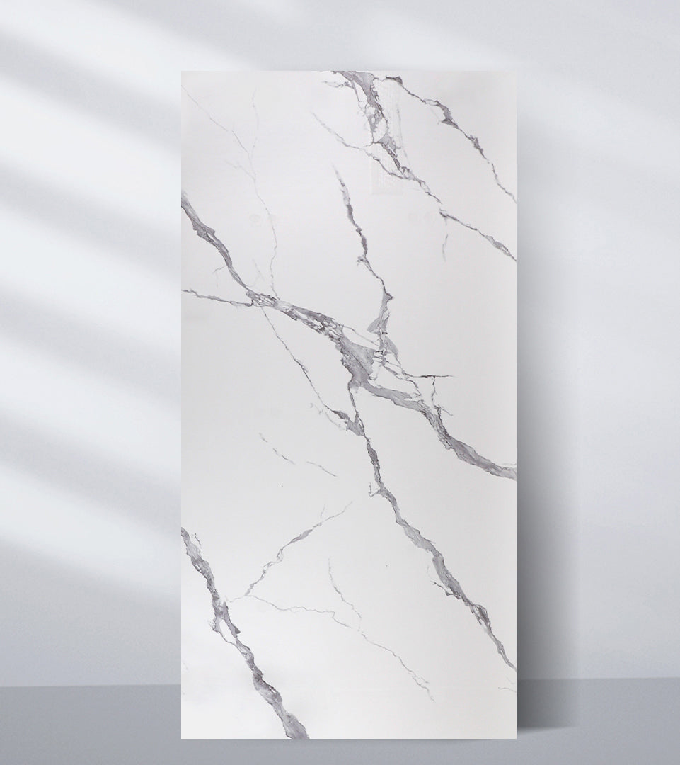 White marble wall panel with soft gray veining for modern interior wall décor