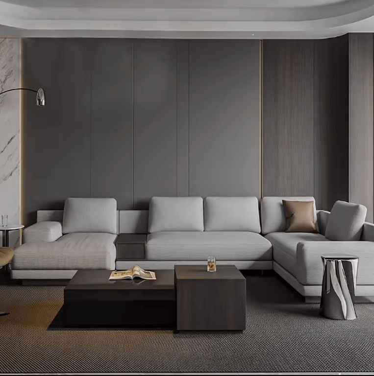gray wood wall panels for TV lounge