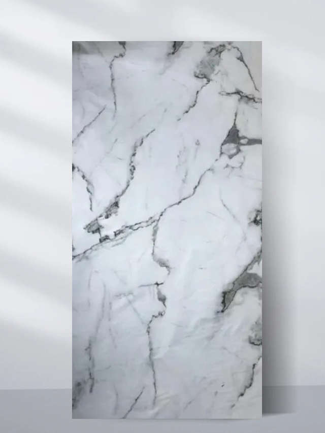 White marble texture PVC wall panel with soft gray natural veining