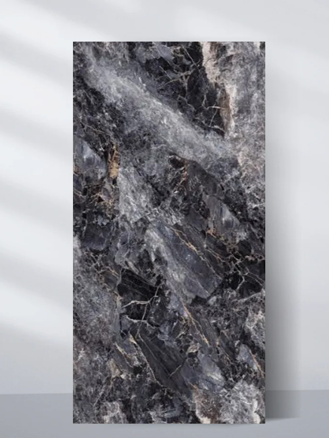 Dark gray marble texture PVC wall panel with natural stone veining and luxury finish