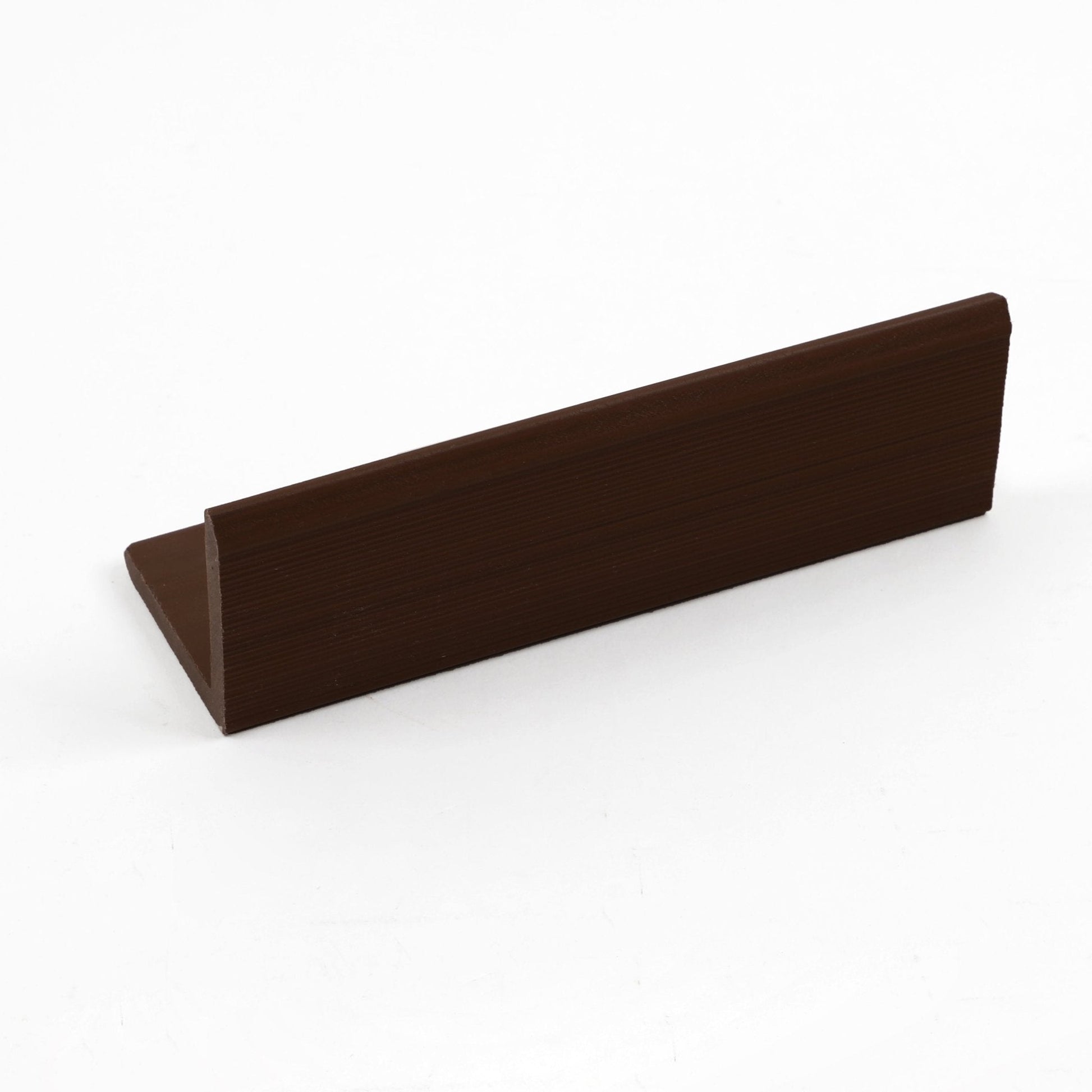 Brown composite L-trim for exterior wall panels and cladding edge finishing