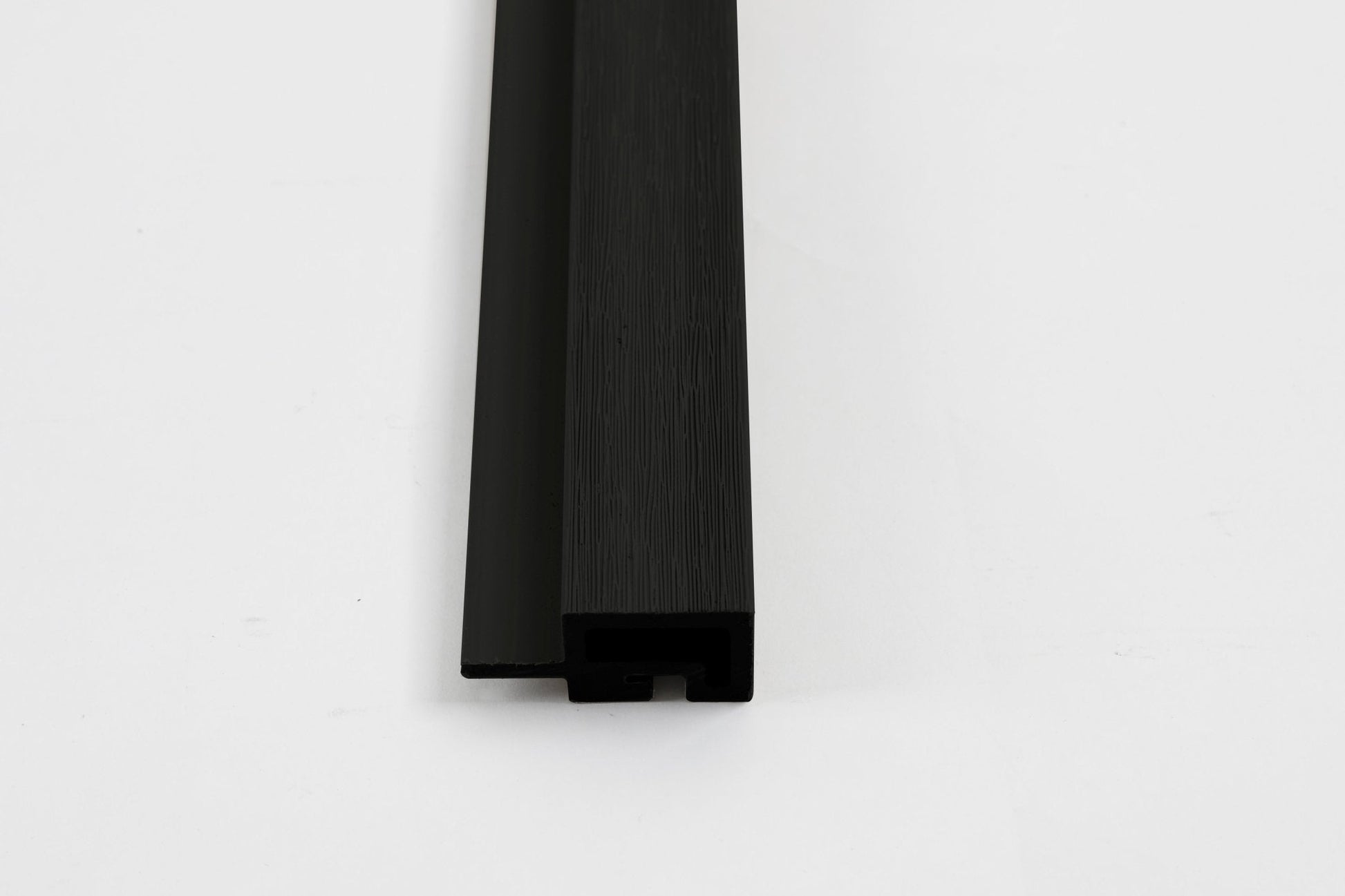 Black aluminum end cap trim for exterior wall panels and cladding edges