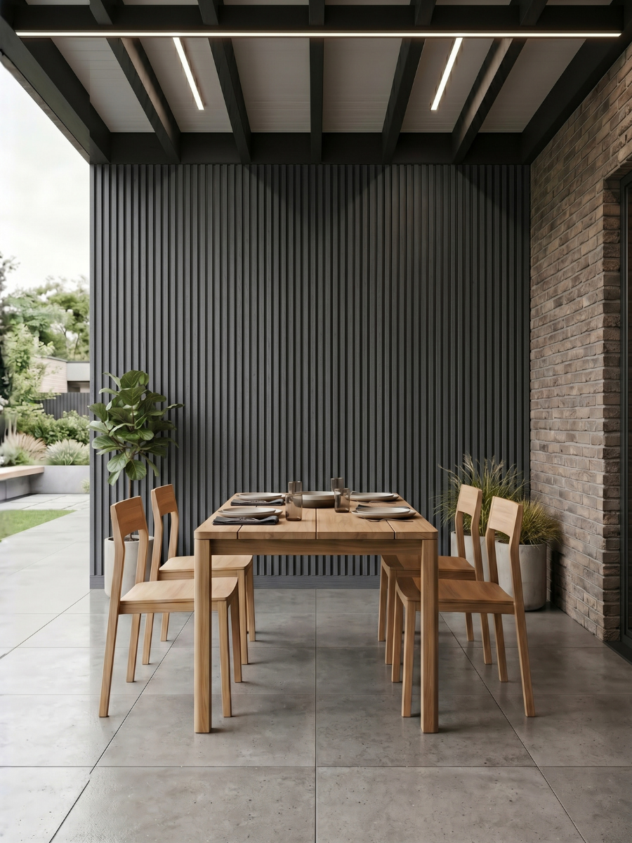 Contemporary gray composite facade panels for residential buildings