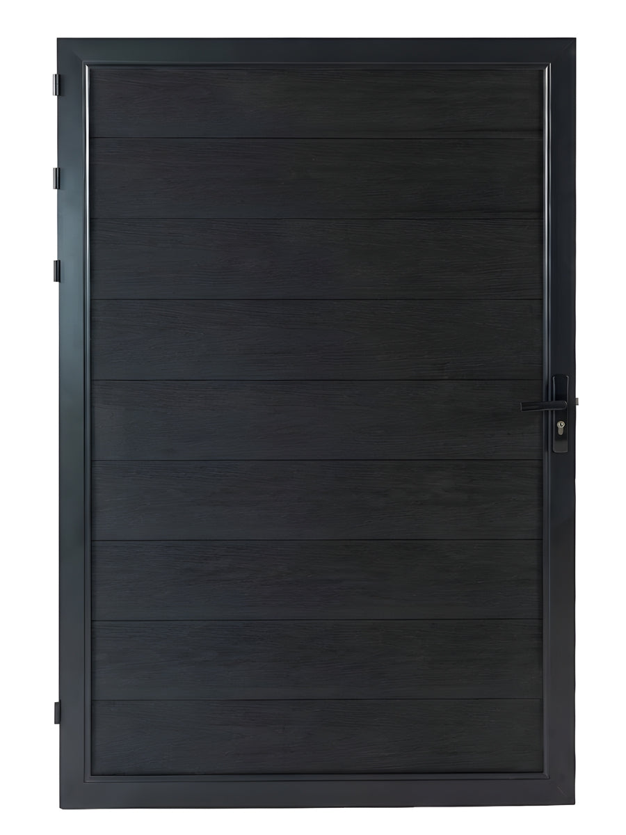 black WPC fence single gate 4ft x 6ft modern composite outdoor gate