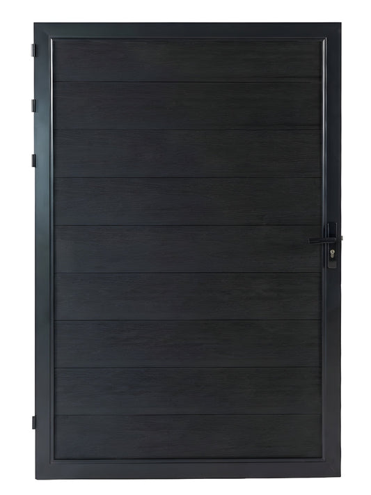 black WPC fence single gate 4ft x 6ft modern composite outdoor gate
