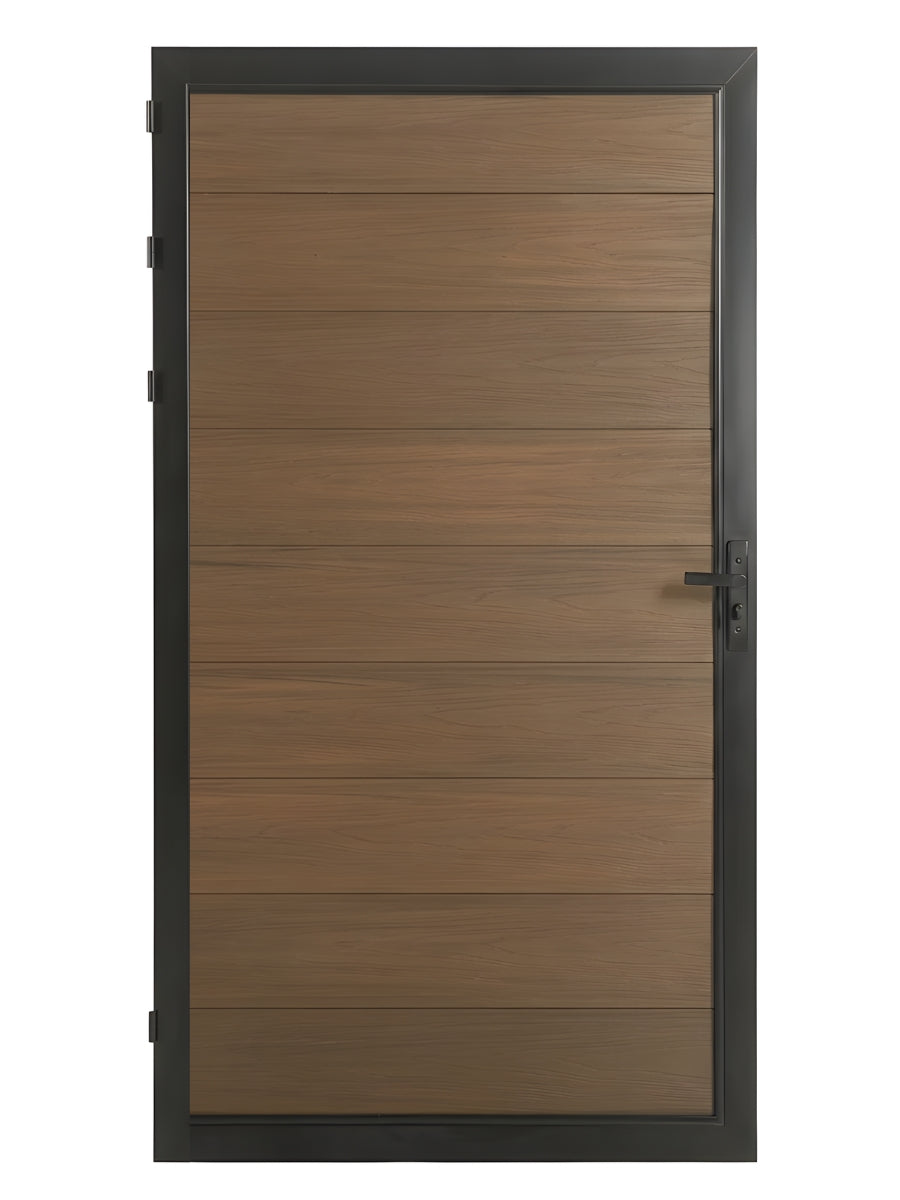 Walnut WPC composite fence gate single panel 3ft x 6ft outdoor privacy gate