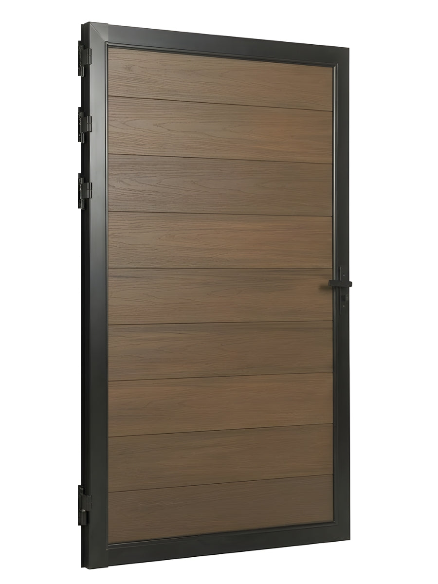 WPC single fence gate walnut finish weather resistant backyard gate