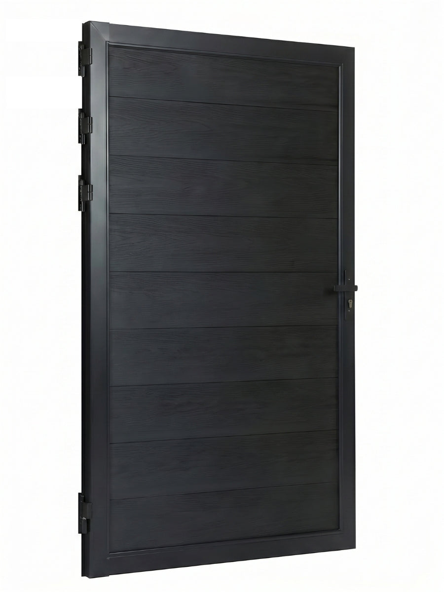 WPC single fence gate black finish weather resistant backyard gate