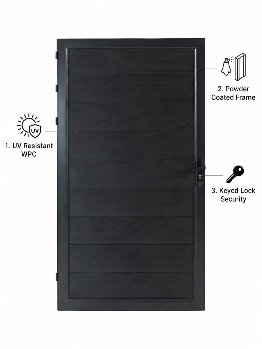 Black composite fence gate 3ft wide 6ft tall modern outdoor gate panel