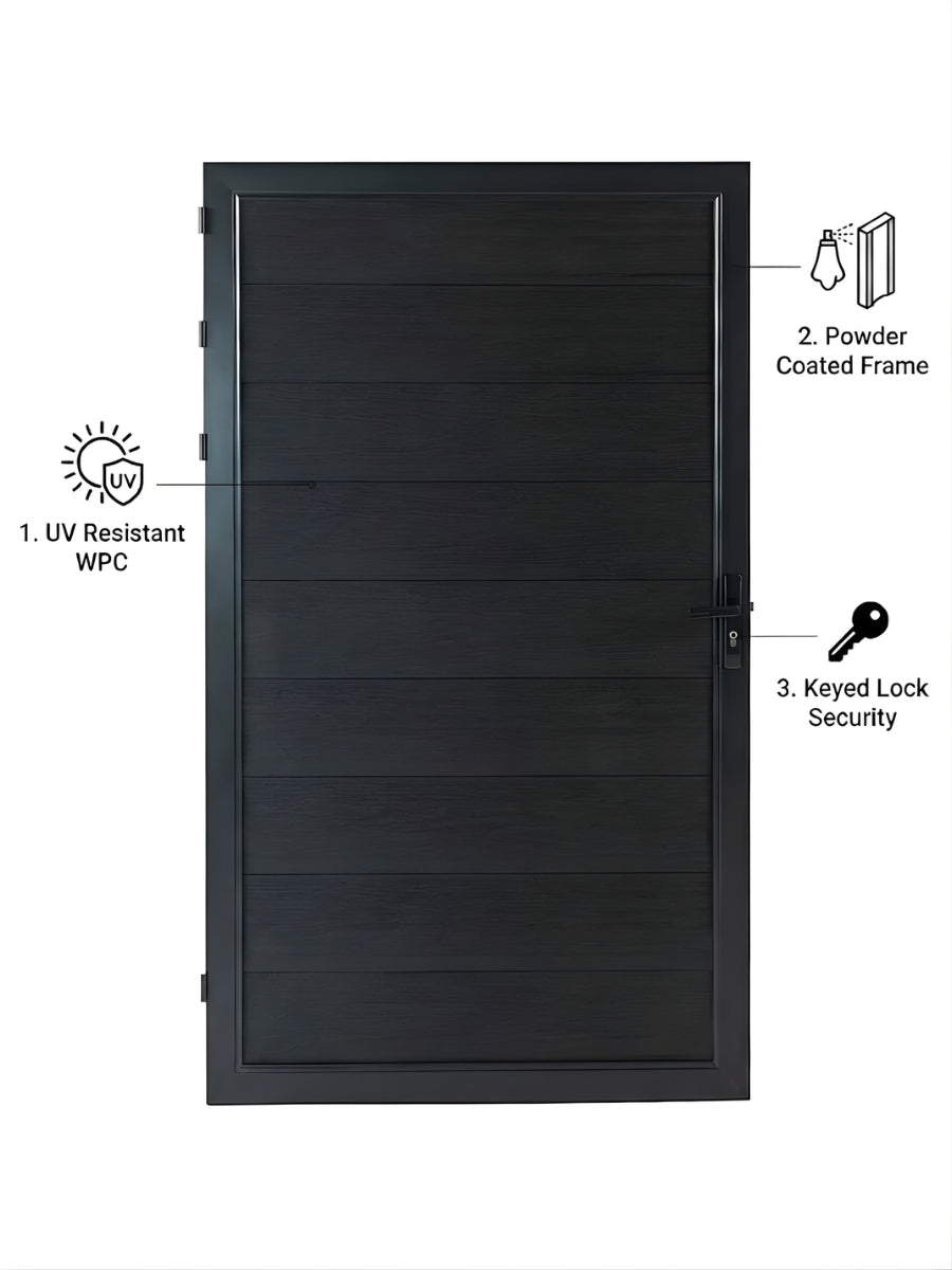 composite fence gate black finish 4ft wide 6ft tall garden gate
