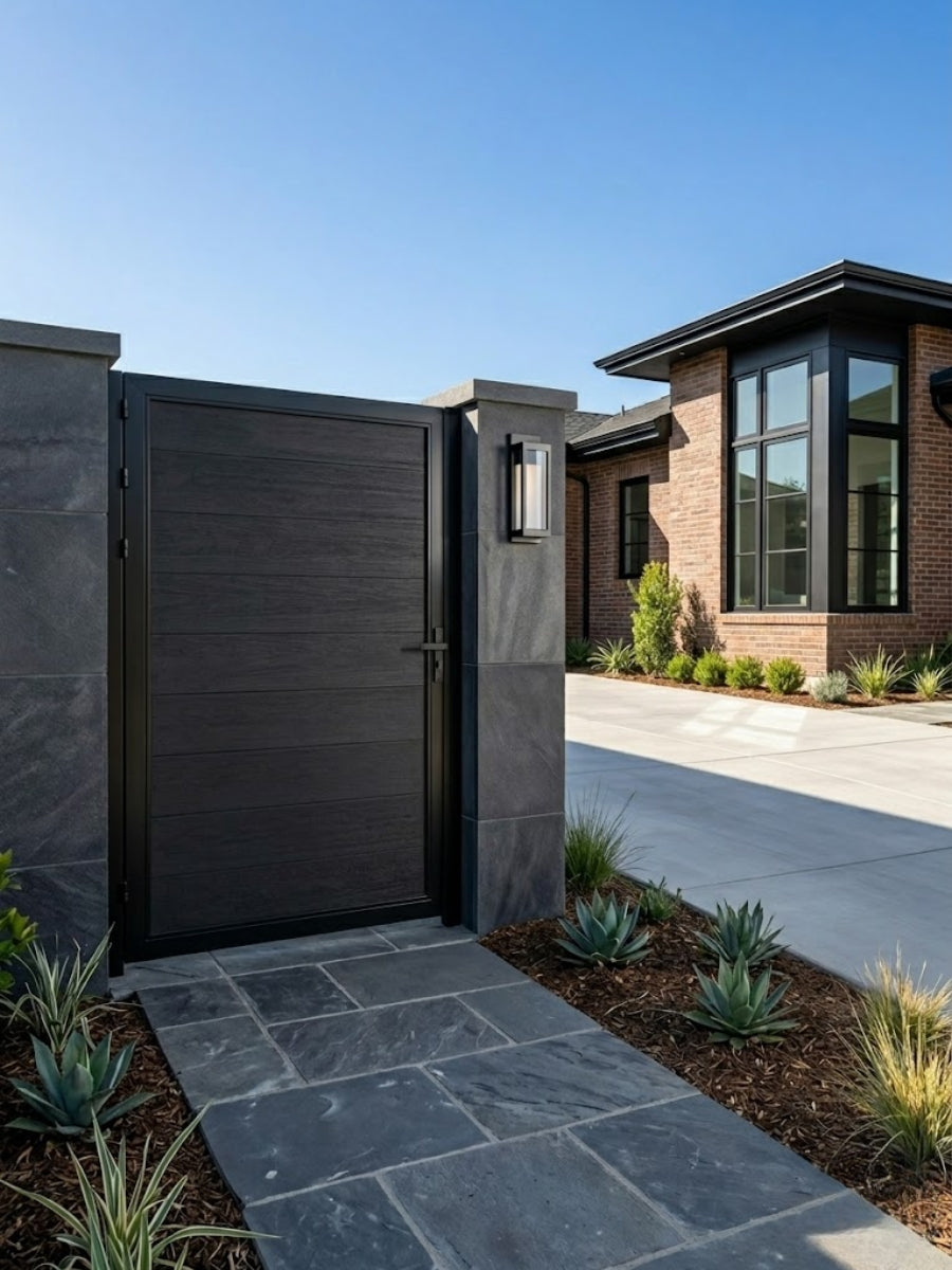 modern black composite fence gate 4ft x 6ft residential outdoor entrance