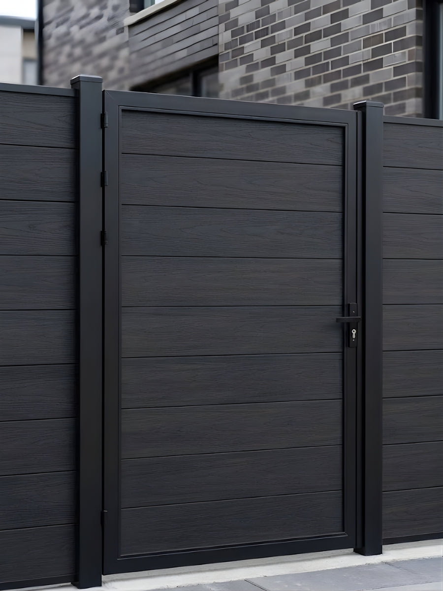 black WPC privacy gate 4x6 ft for side yard and garden access