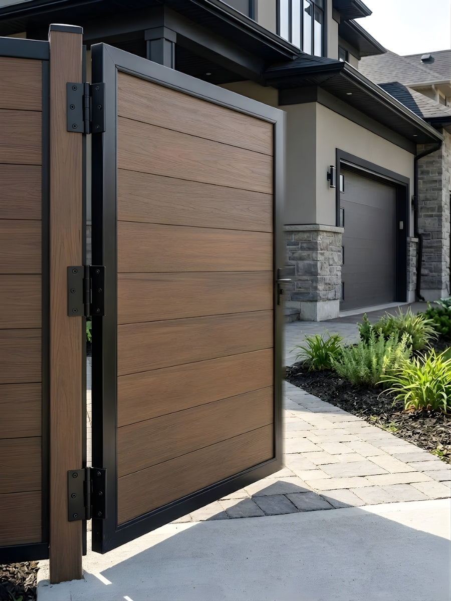composite fence gate walnut finish 4ft wide 6ft tall garden gate